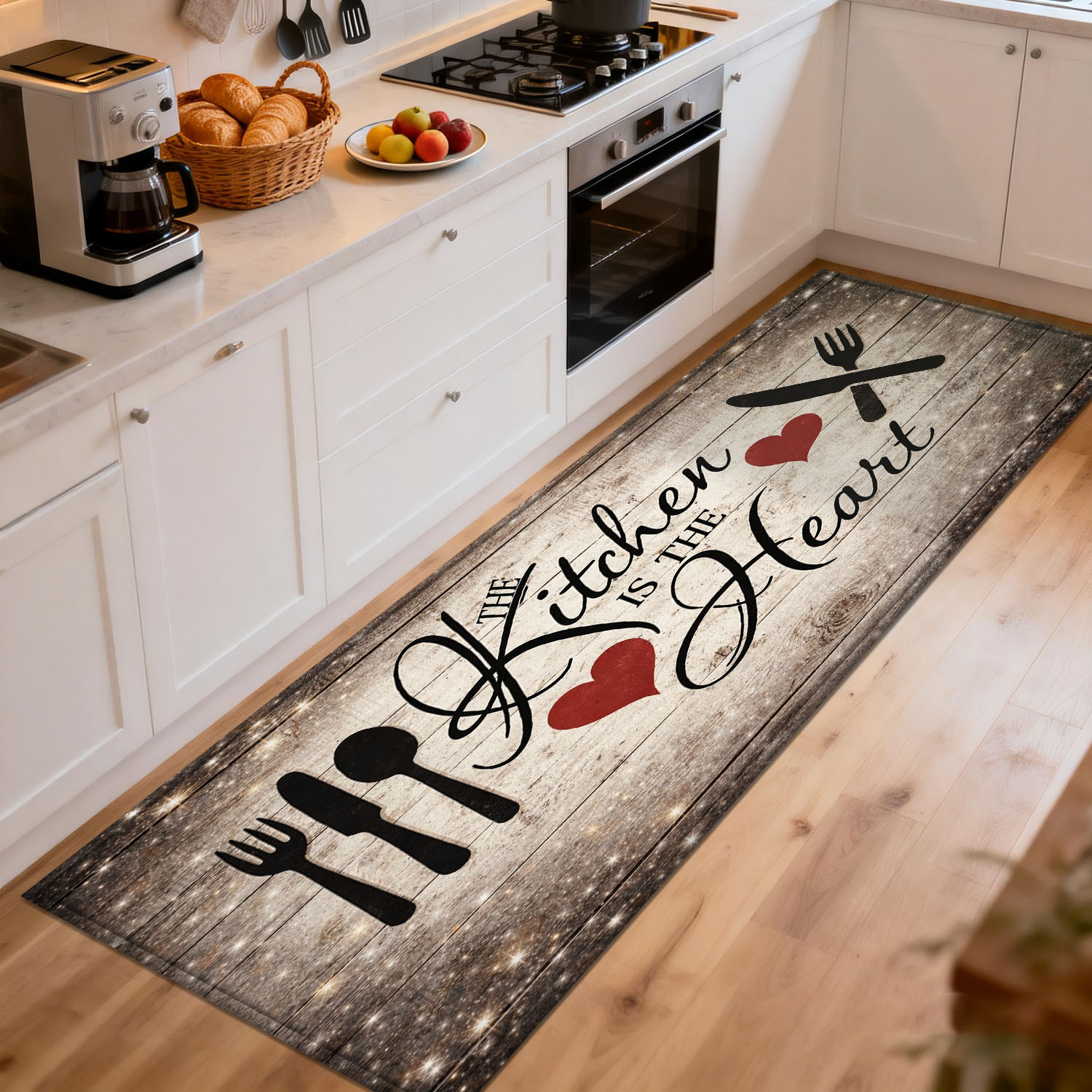 Home Made Cooking Quotes - Rustic Wooden Kitchen Quote Runner Rug