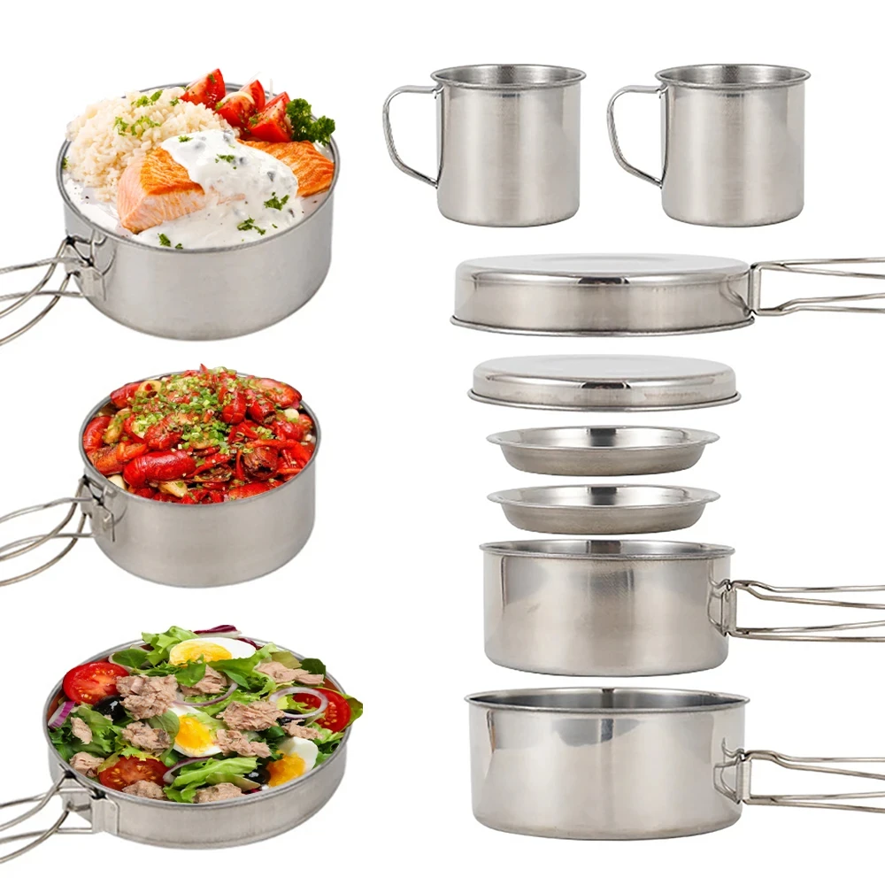 8pcs/Set Camping Cookware Mess - Paella Pan Steel review and price