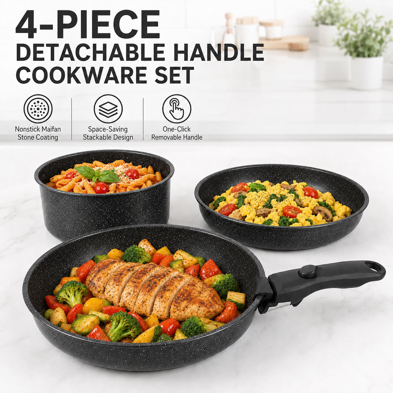 Uwhise 4PCS Nonstick Cookware  - Paella Pan Steel review and price